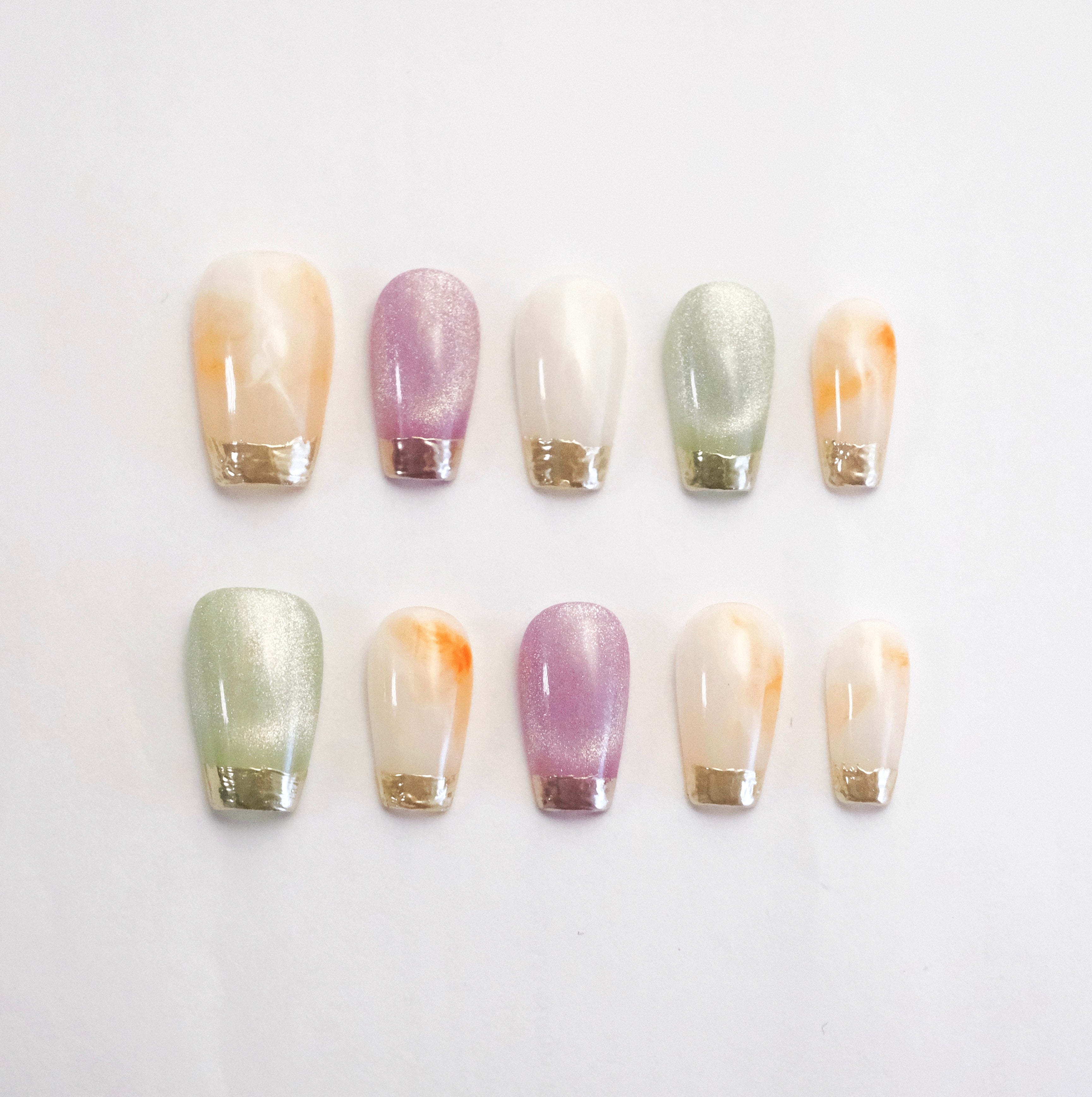 Iridescent Glass Press On Nails | Ondulee Nails